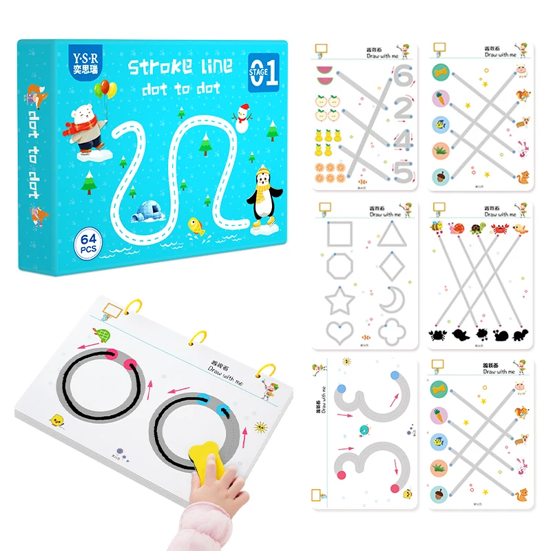 Children Educational Match Game Book Drawing Tablet Pen Control Training Shape