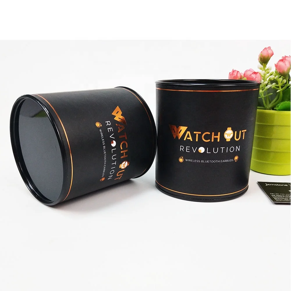 New desgin customized color metal tin lid paper tube cans for blue-tooth earphone packaging