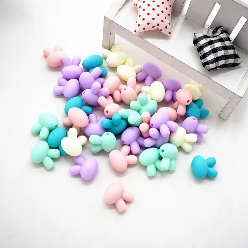Colorful chewing baby toys Animal silicone Rabbits teetherpop  bead