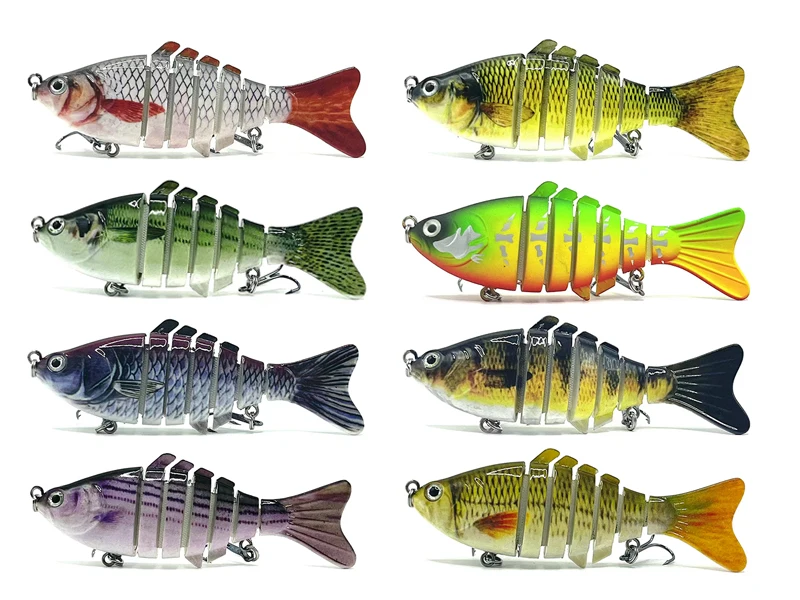 Top Water Bass Fishing Lures Lifelike Slow Sinking Swim Bait Multi-Jointed Artificial Lure for Lake Fishing