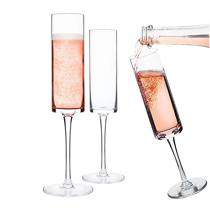 6oz Clear square acrylic glass drinkware plastic champagne glasses flutes elegant plastic champagne flutes