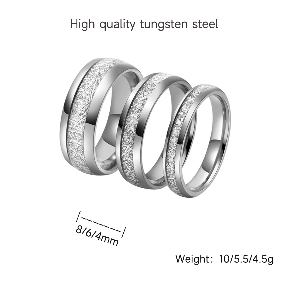 Light Luxury 4/6/8mm Tungsten Steel Ring Silver Fashion Inlaid Silver Mist Pattern Tungsten Steel Ring finger ring 623