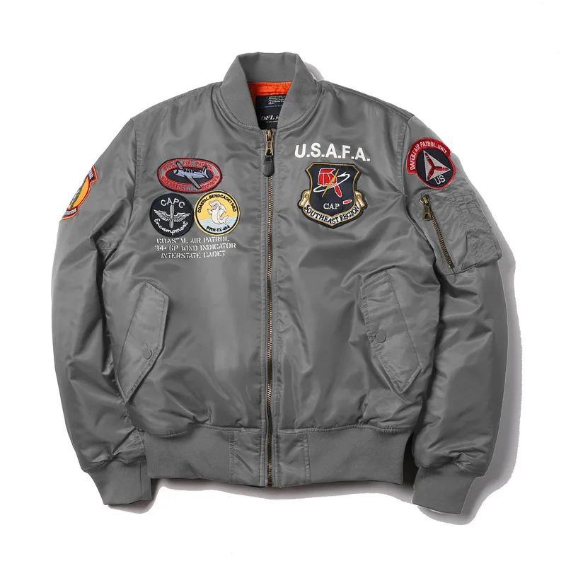 Wholesale Customized Logo USA Patches Winter Pilot Flight Baseball Thick Bomber Jacket