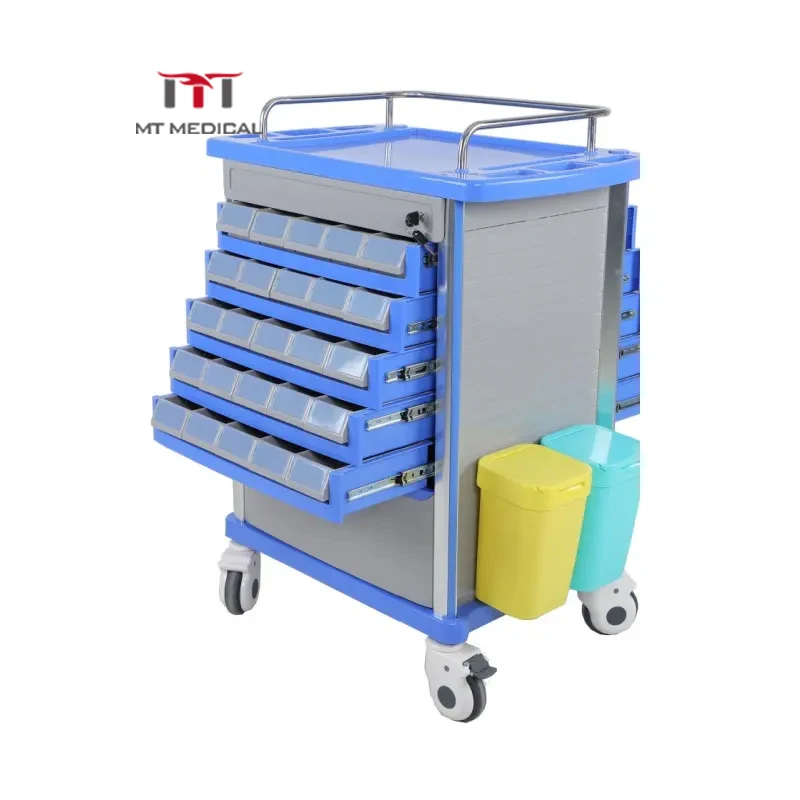 MT MEDICAL Double-sided Hospital furniture ABS Nursing Clinical Medicine Emergency Trolley