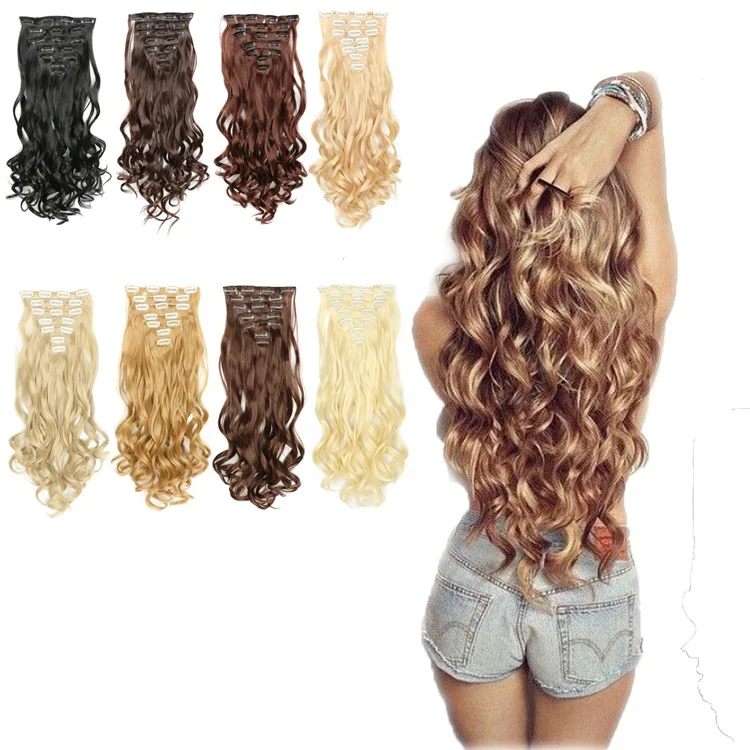 СИНТЕТИЧЕСКОЕ Наращивание волос на клипсе прямой конский хвост 7 шт.