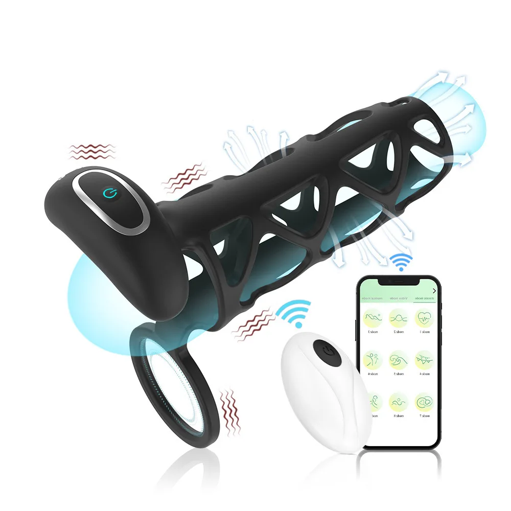 HM APP Cock Ring Time Delay Sperm Locking Penis Ring Massager Wireless Remote Control Vibrating Cock Ring For Men