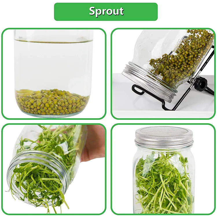 Best Seller Kitchen Gadgets 2 Pack Large Complete Wide Mouth Mason Canning Jar Sprouting Set Kit with Lids