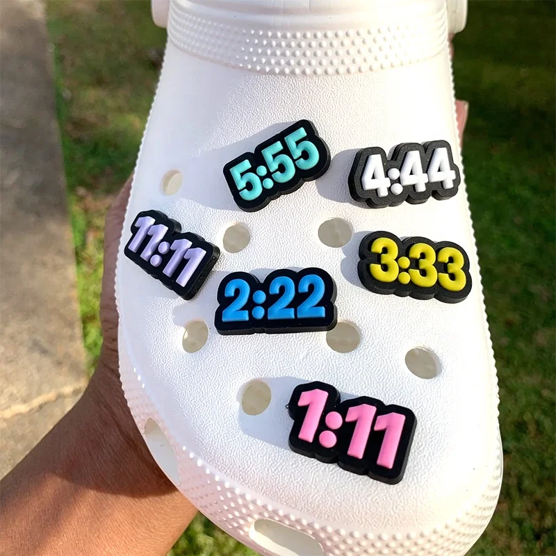 rubber PVC croc shoe charms angel numbers 1 11 2 22 croc shoe charms fit clogs
