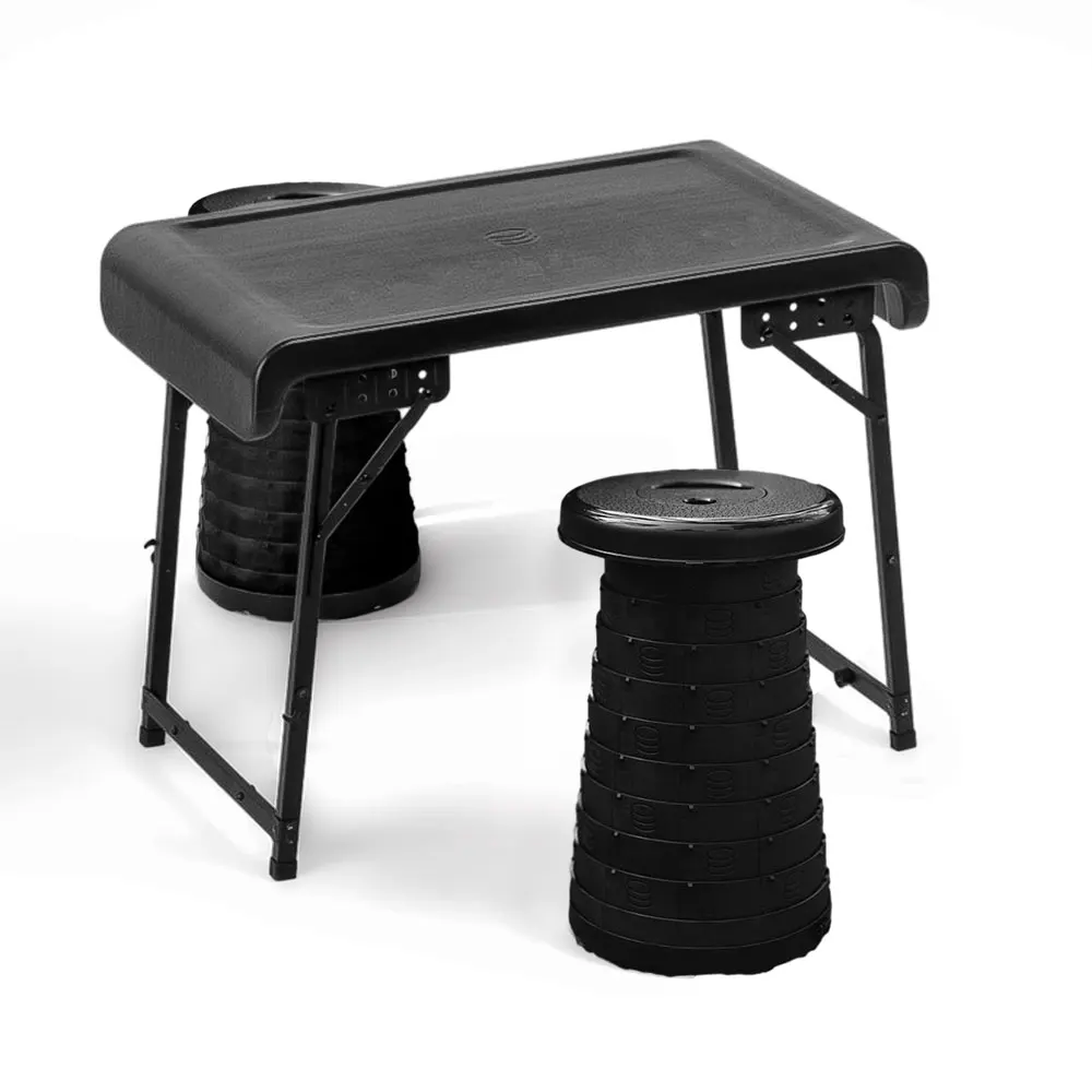 Camping Portable Folding Table and Stool Chair Set Telescopic Stool Adjustable Retractable Seat Collapsible Stool and Table Set