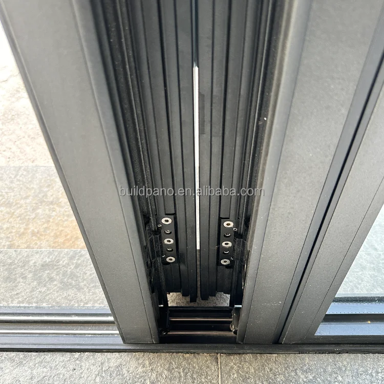 Aluminum alloy glass panel bifold doors Aluminum bifold door profiles hardware hinges fittings folding door with blinds