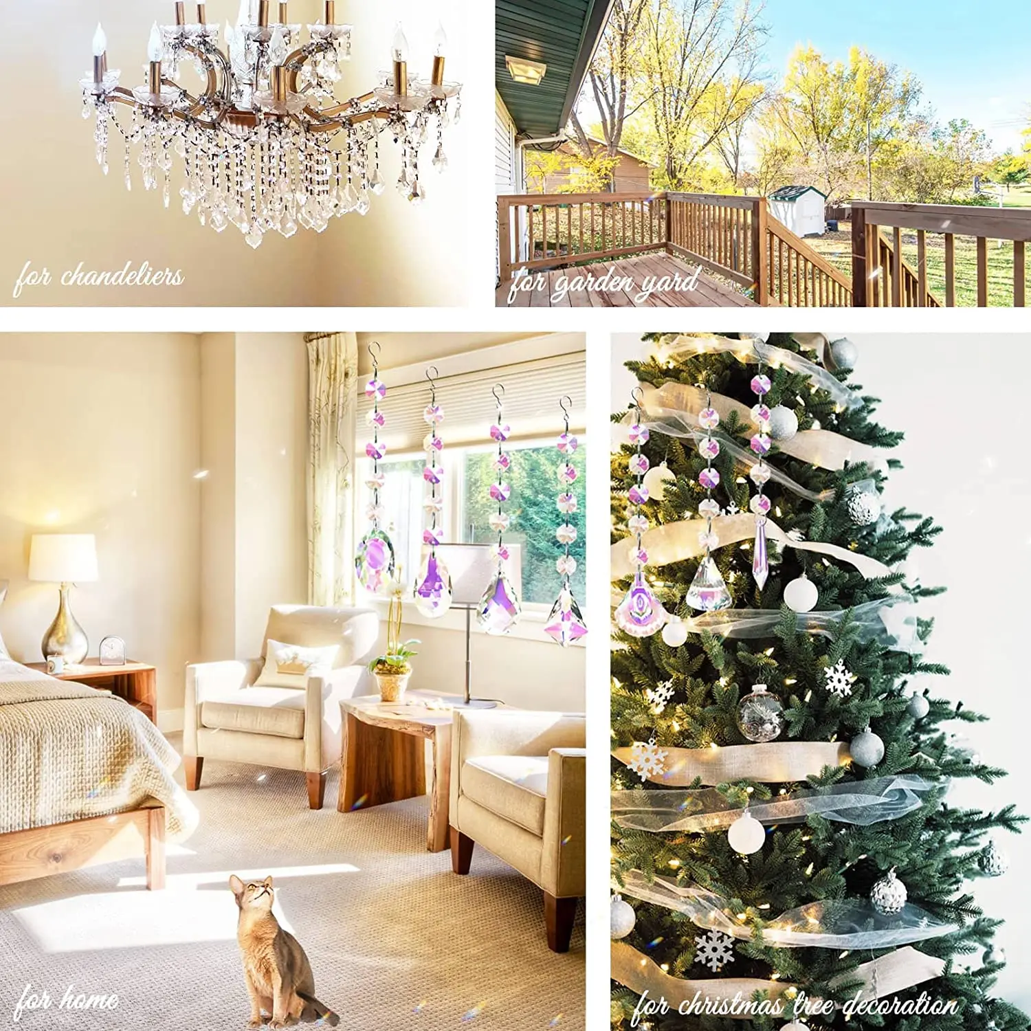 Christmas Decorations Sun Catchers with Crystals 7 Pcs Hanging Crystals Suncatchers for Windows