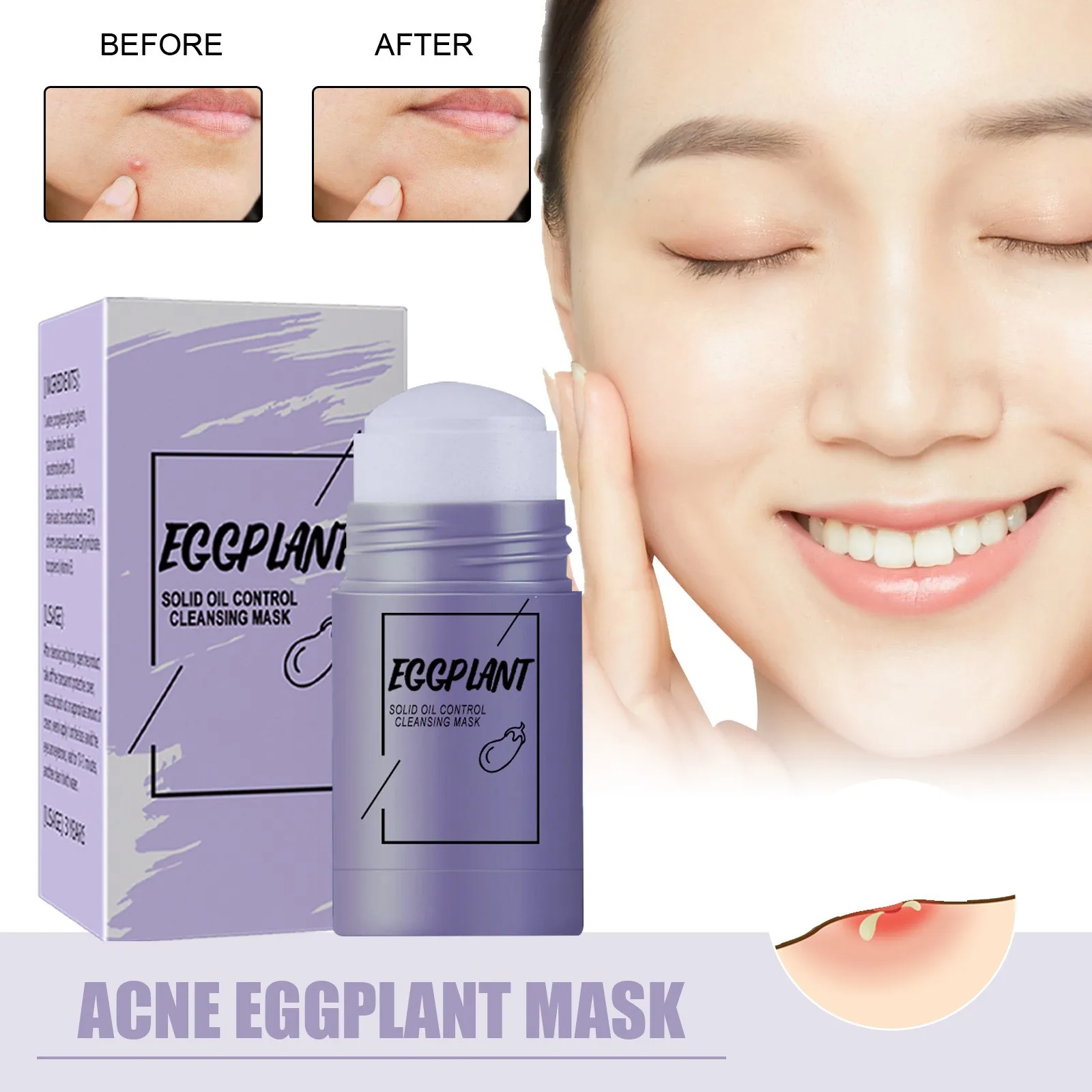 OEM Private Label Natural Organic Facial Skin Repair Acne Remove Green Tea Masking Charcoal Clay Face Mask Stick