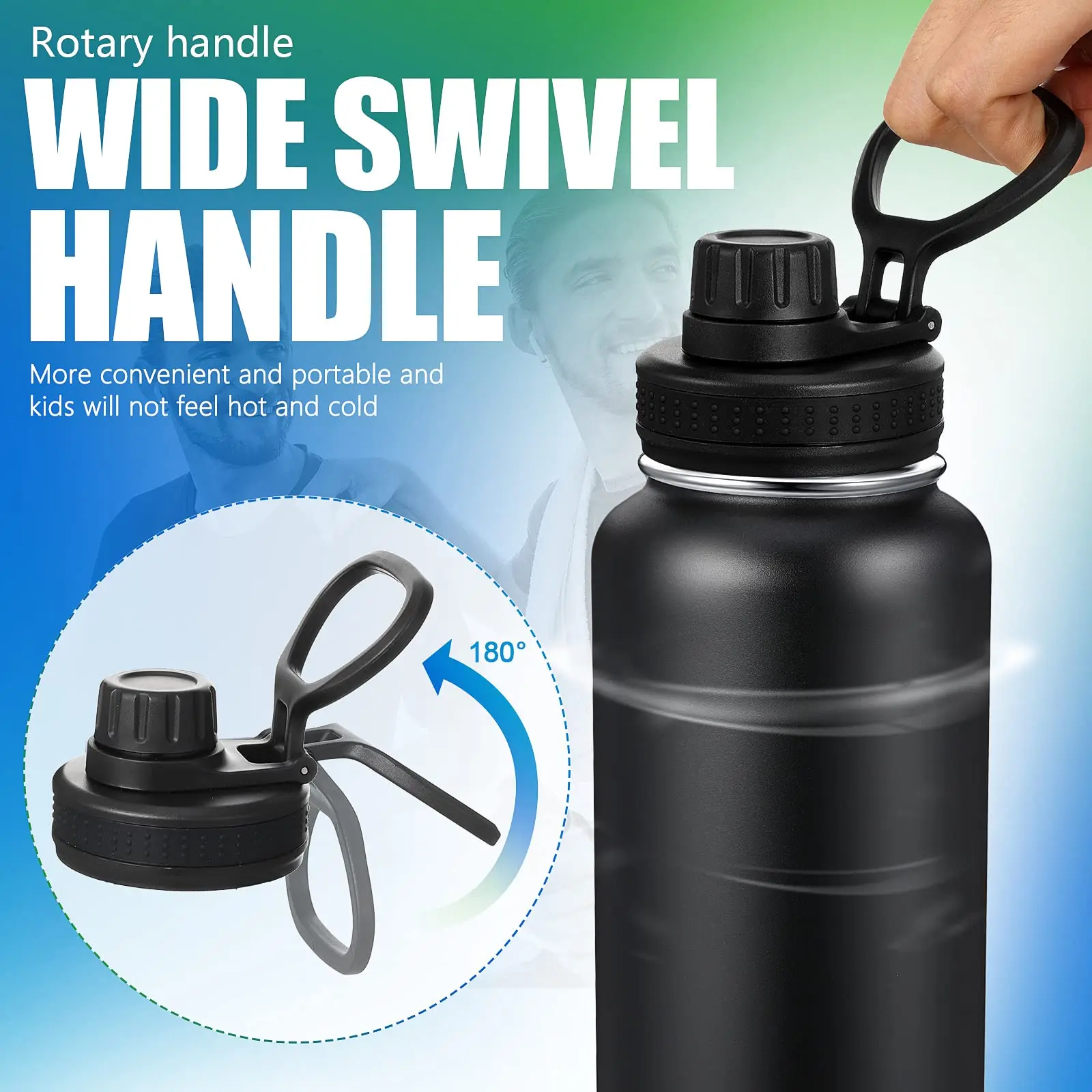 32oz 40oz Removable 2 in 1 Wide Mouth Stainless Steel Insulated Water Bottle Drinking Bottle BPA Free