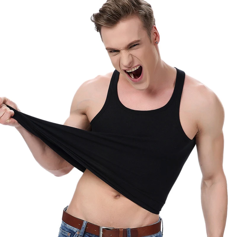 Майка Мужская Спортивная хлопковая, майка для бодибилдинга, тренировочная майка, нижнее белье белого цвета