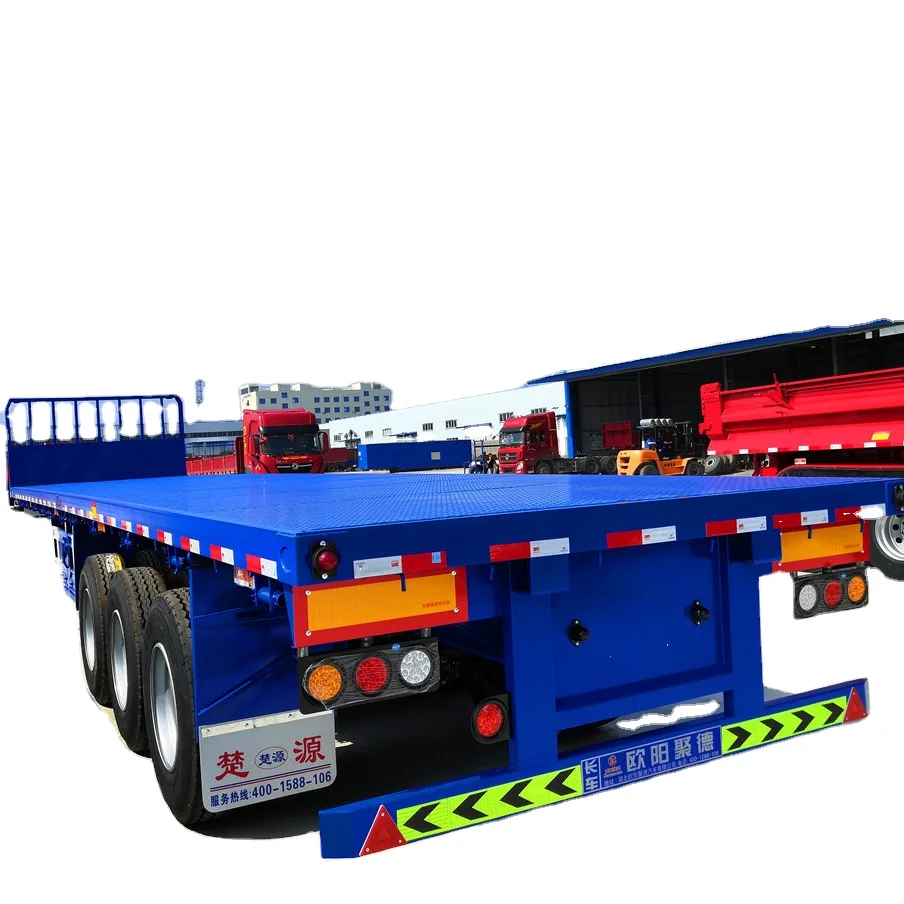 OYJD Trailers arrival sky blue  flatbed semitrailer use containers fertilizer cement grain transport with 8 twist locks for sale