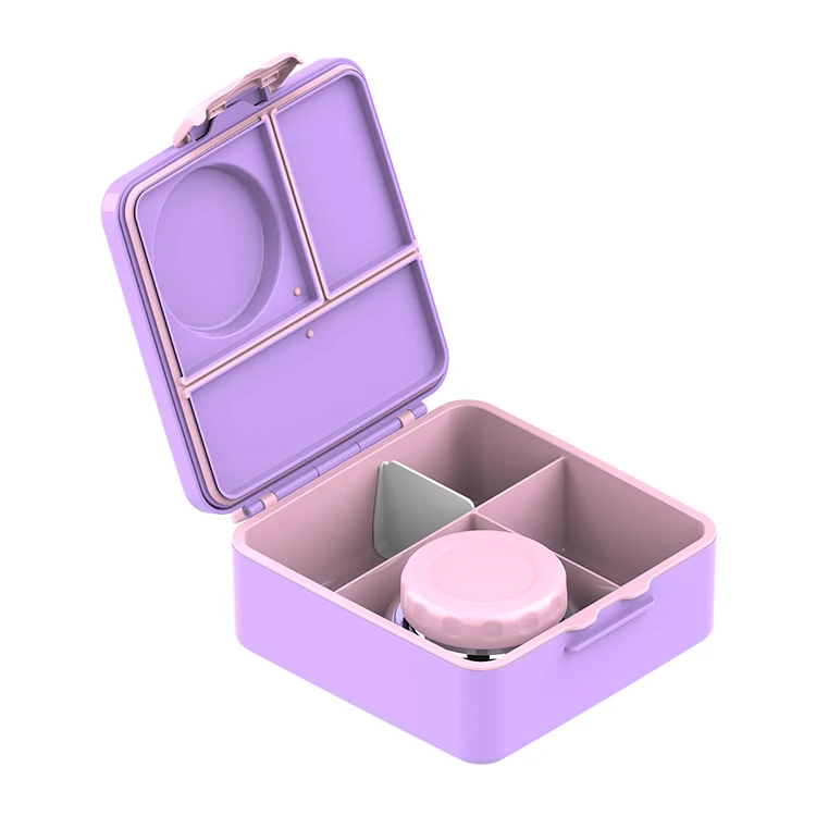 clamshell design premium leakproof 6 dividers lunch box with thermos bottle for kids easy clean bpa free lunch containers