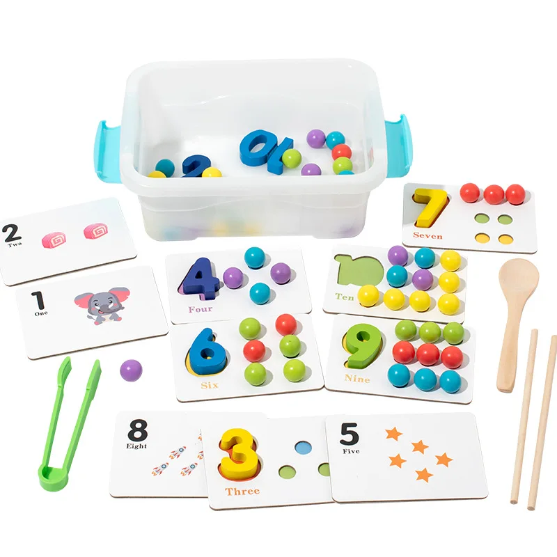 Educational Toy Counting Beads Kids Digital Cognitive Toy Number Matching Toy Funny Clipping Beads Game