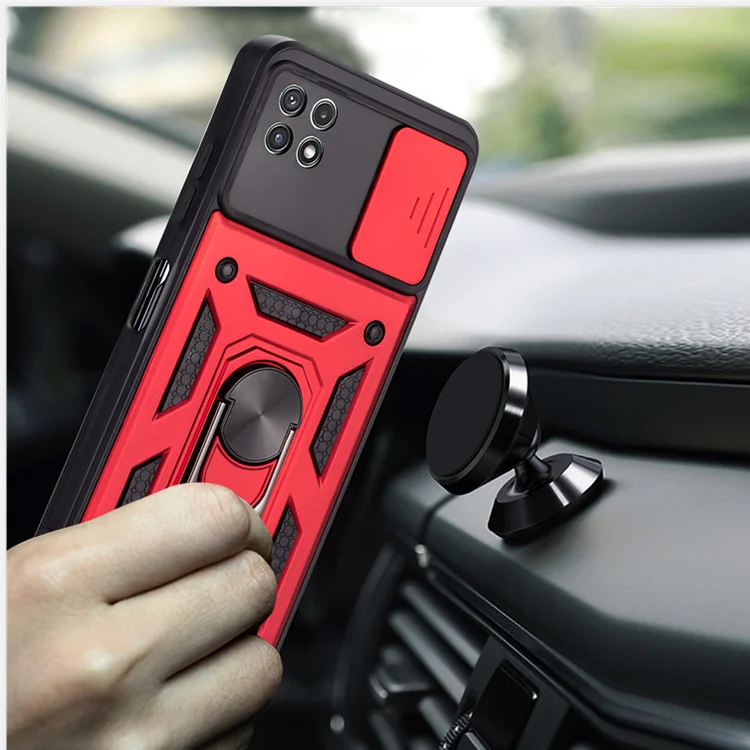 For Redmi note 10 4G 3 in 1 Push Window 360 Degree Finger Ring Bracket Phone Case for poco M3 mobile cover
