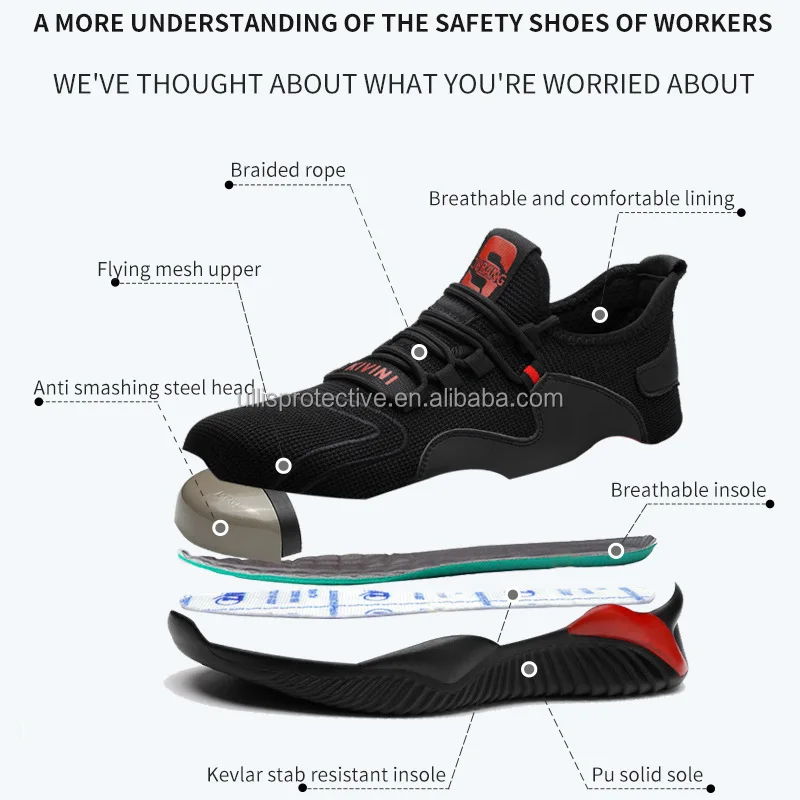 Hot sale anti-puncture anti-smash protection labor insurance breathable work safety shoes construction industry