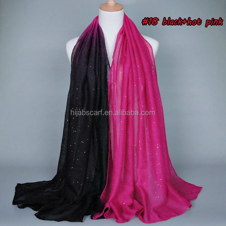 hot selling Islamic style ombre gradient color glitter shawl scarf viscose hijab