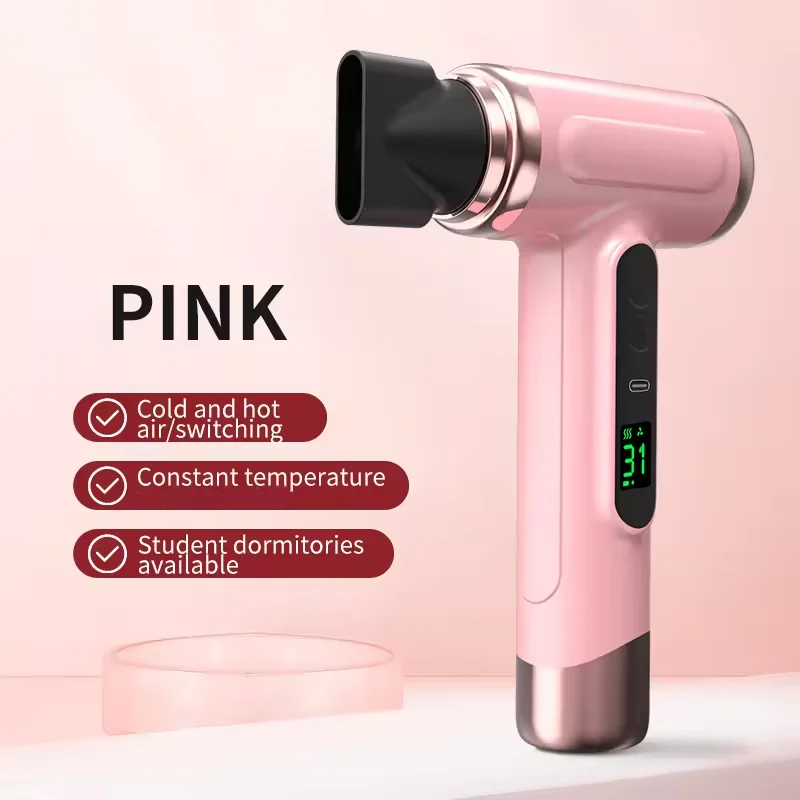High-Power Household Hair Dryer with Fast Drying and Negative Ion Foldable Wind Tube for Students and Dormitory Use