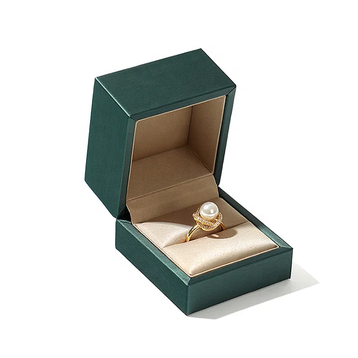 Amino Dark Green color wedding ring jewelry box pu leather necklace bracelet jewelry storage display packaging gift box