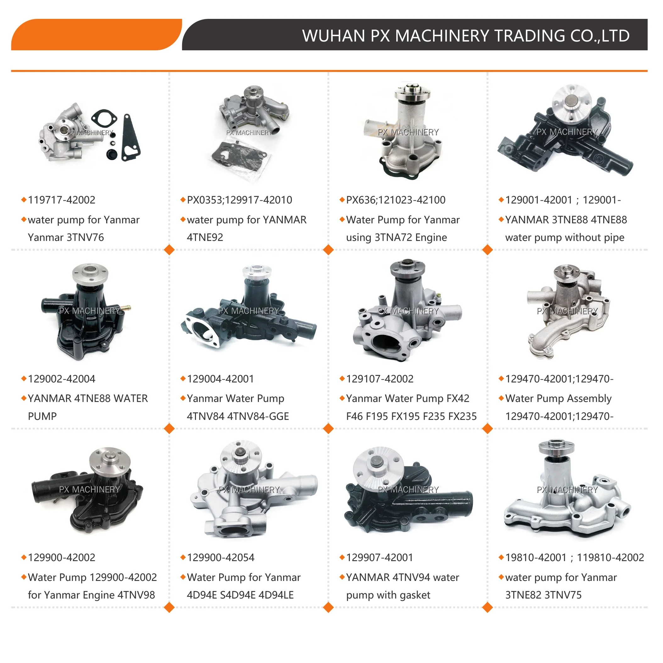 19810-42001 119810-42002 1981042001 11981042002 водяной насос для Yanmar 3TNE82 3TNV75 B25V B22 B27 B30V VIO30 VIO35