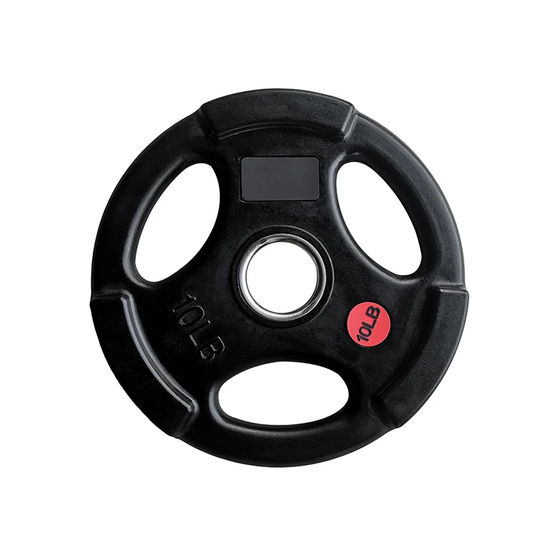 Black Rubber  OP Weight Plate with Three handles 51mm and Metal Ring Sticker Logo Label Barbell Plate Gym Fitness Equipment