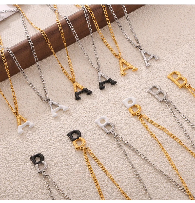 2024 New Simple Tarnish Free 18k Pvd Gold Plated A-Z Letter Pendant Necklace 316L Stainless Steel Letter Necklace For Women