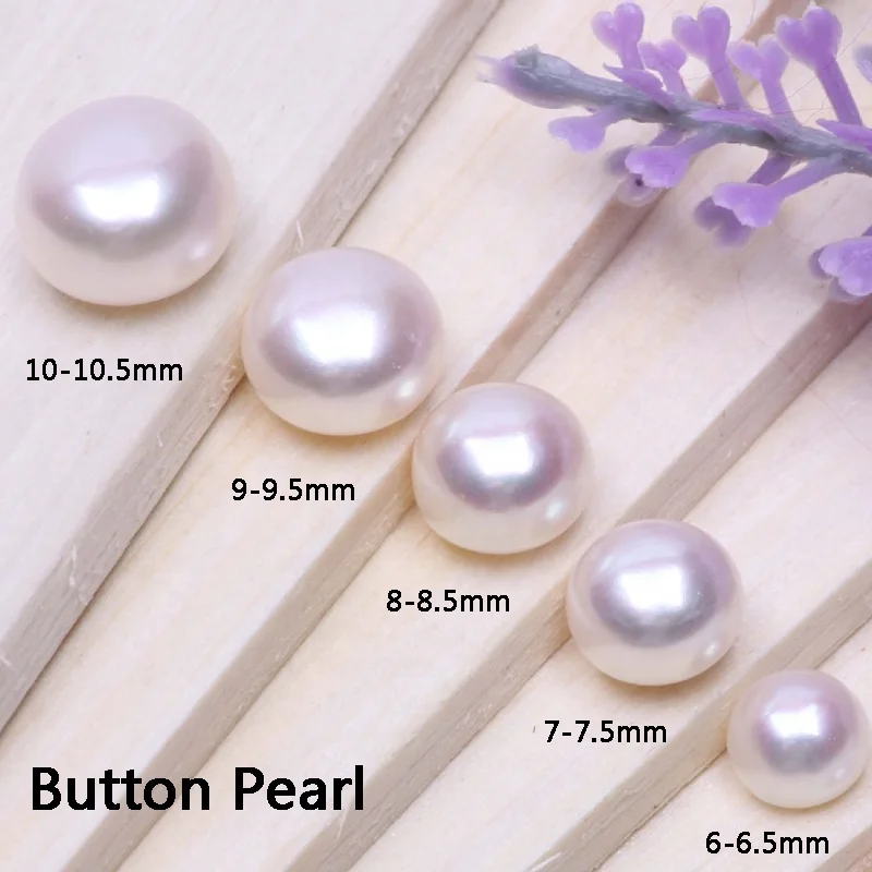 2A-4A Grade Freshwater Pearl Beautiful White 5-6mm Half Drilled Button Natural and Various Styles Loose Pearls
