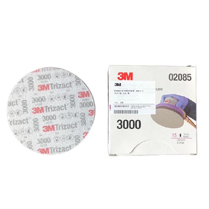 3M Trizact 02085 6 in P3000 15 discs per carton Blue 751 Hookit Foam Disc
