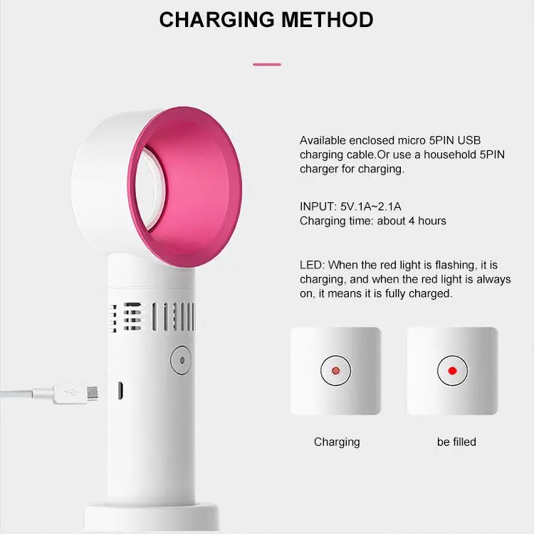 High Quality Safty Air, Cooling Handheld Portable Desktop Mini Usb Rechargeable Bladeless Fan/
