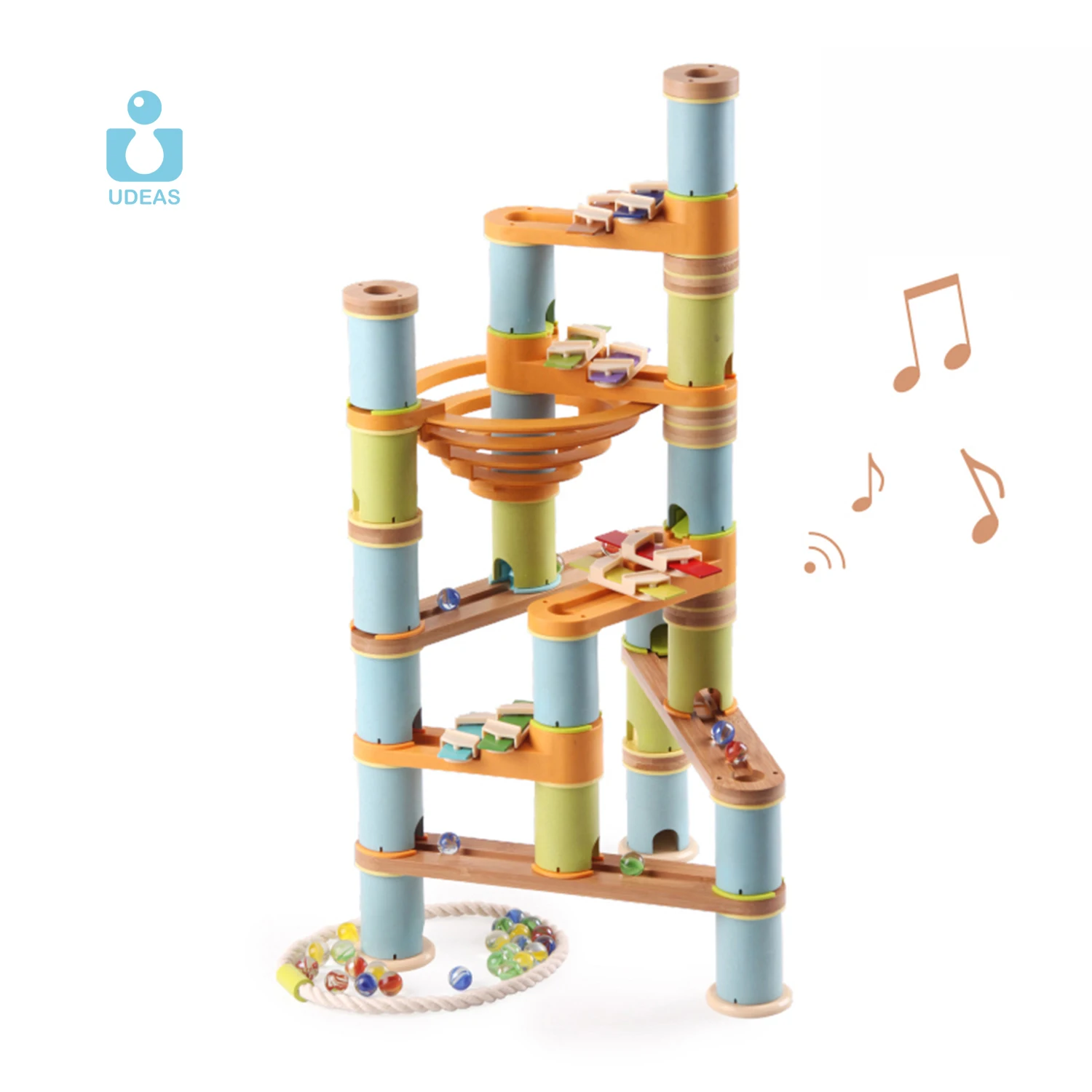 
High Quality Eco-Friendly STEM Bamboo Marble Run Game Set Building Block DIY Toy Montessori Kids Educational Wood Marble Run 