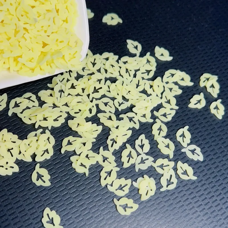 Hot Sale Maple Leaf Shape Light Variation Luminous Polymer Clay Slices For Phone Case Filling Material Nail DIY