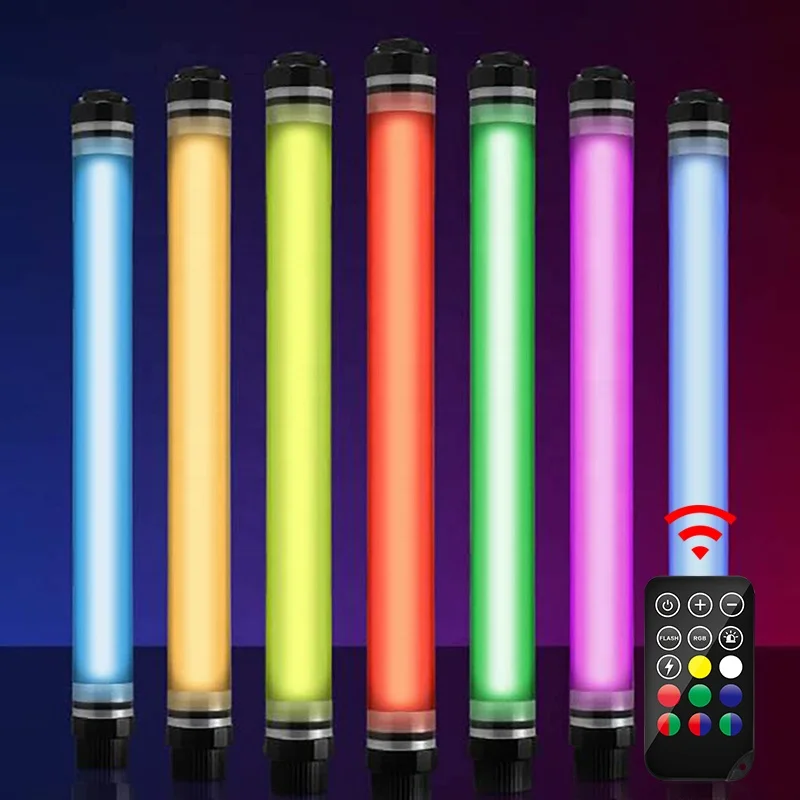 Waterproof IP68 Battery Powered Rechargeable Handheld Photographic Lighting Vlog Camera RGB Tube LED Video Light