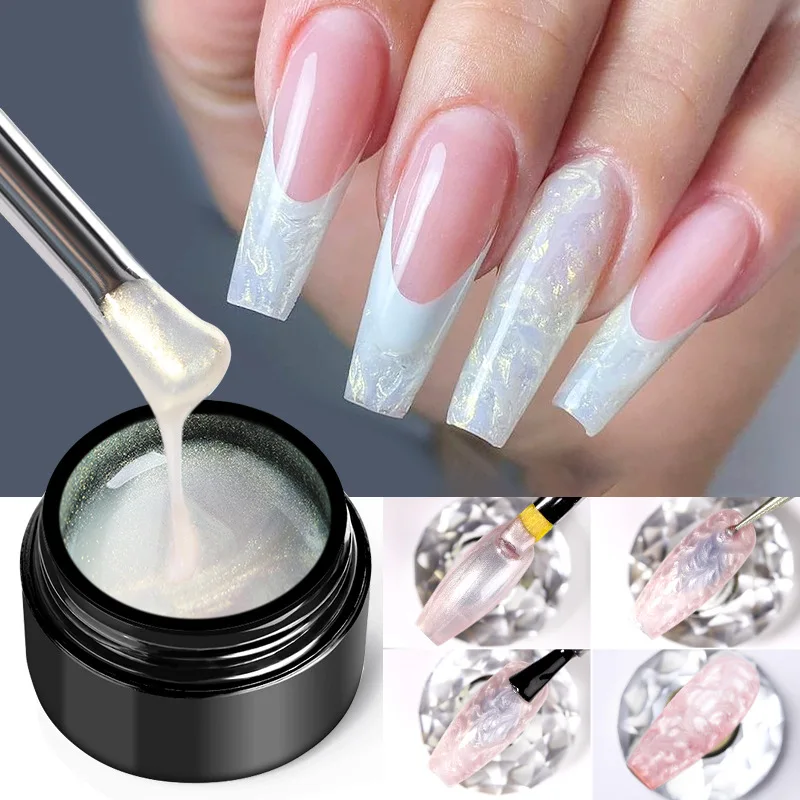 Thread Glue Nail Art Painting Gel Opal Semi-permanent UV Gel Varnish with Screw Shell Pearl 6 Colors 7ml Nail Accessories 8.2cm