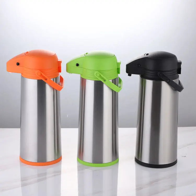 High Quality Travel Bottle Portable Coffee Vacuum Flask Air Pressure Pump Double Wall Stainless Steel Vacuum Jug Airpot
