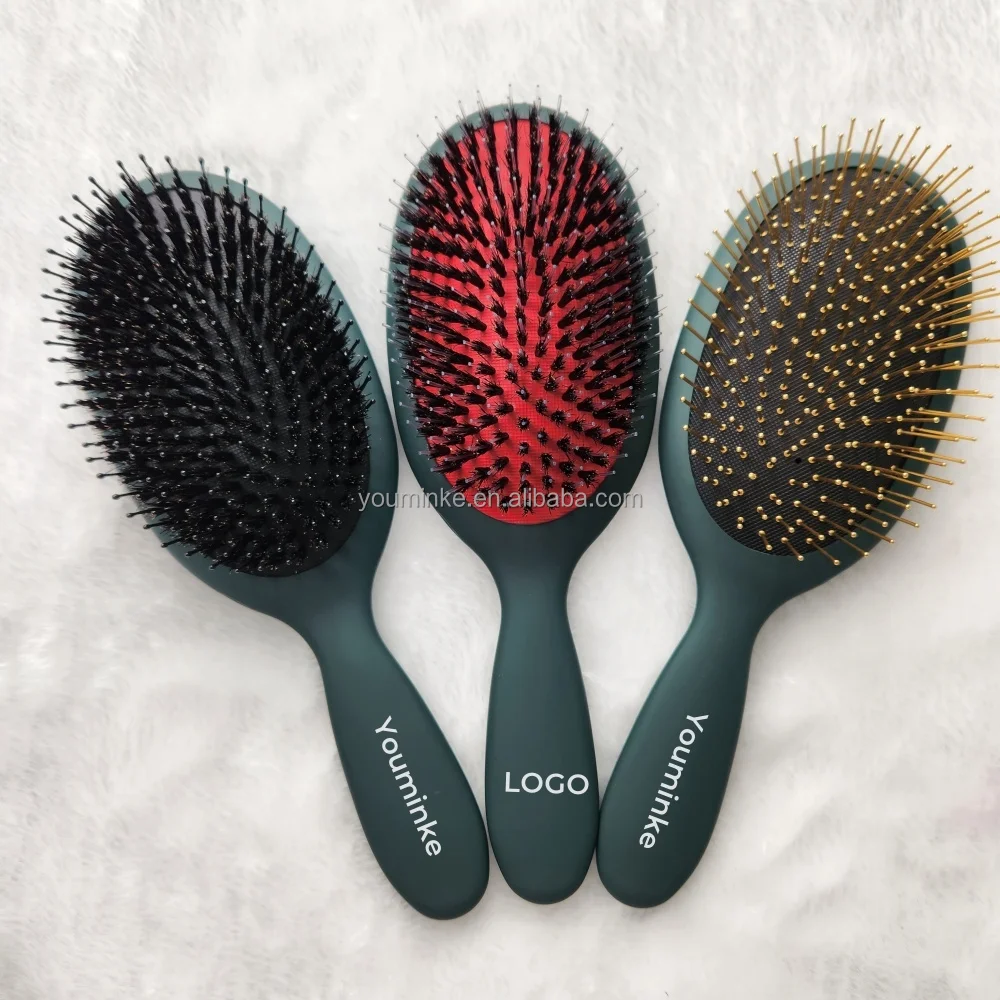 Custom logo ABS Silicon Hair Brush With Wide Tooth Detangling Comb Scalp Massager Shampoo Brush For Wet Dry Curly hair