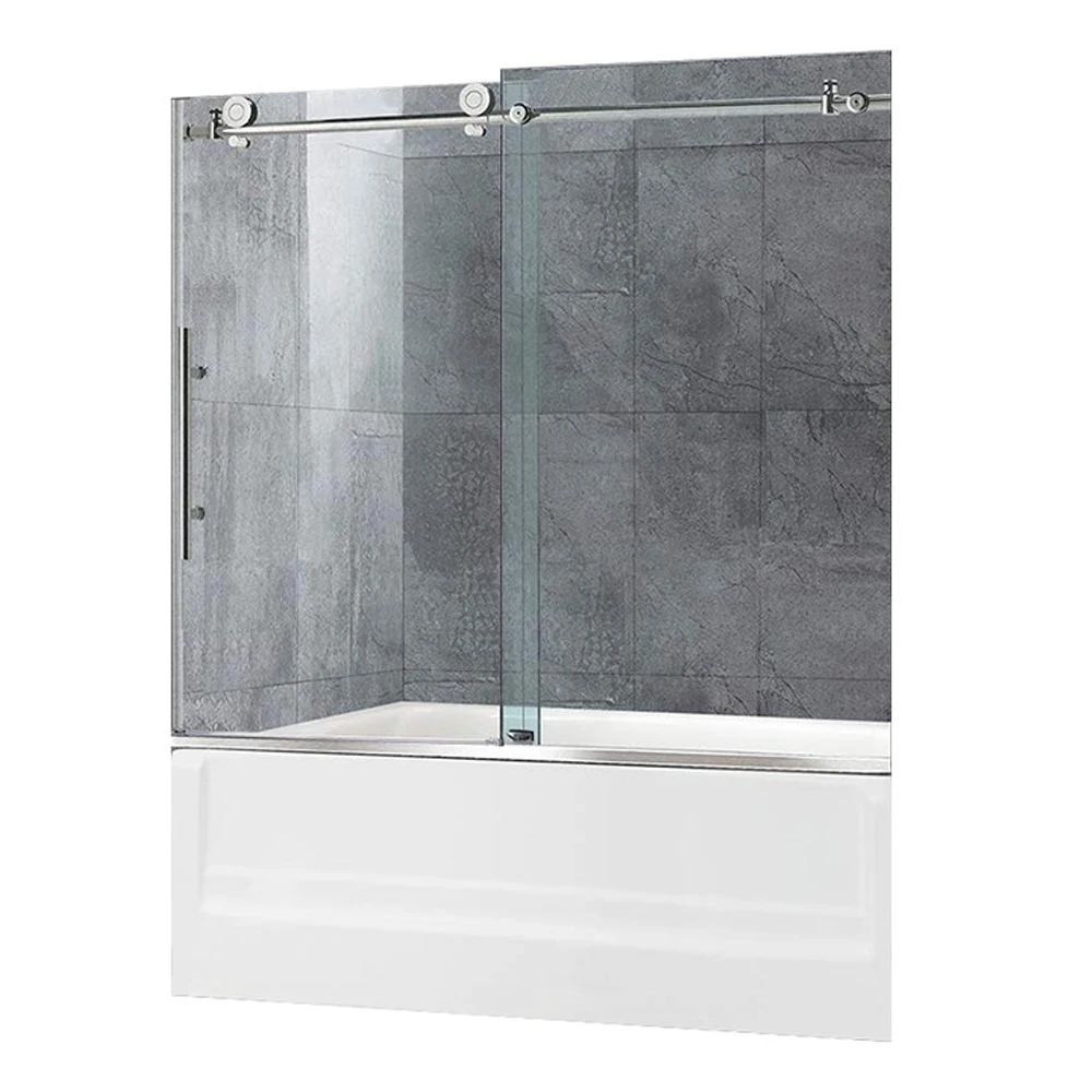 Factory Wholesale Customized Tempered Glass Partition Shower Room Simple Bathtub Screen Door Bathroom Glass Screen