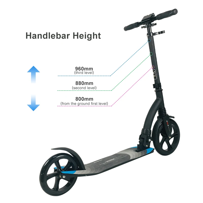 Wholesale Popular Patent Rubber Grip 200mm Kick Scooters for Adults Big Wheels