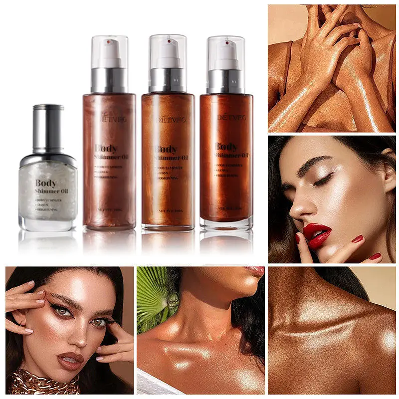 Wholesale Private Label Long Lasting Highlight Makeup Shimmering Glitter Liquid Highlighter Bronze Body Shimmer