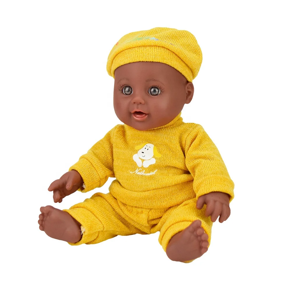 High quality 12 inch Custom Made Plastic lifelike baby Doll For Kids black baby boy doll