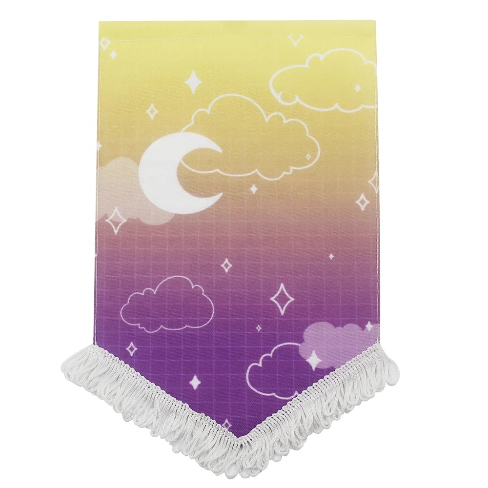 Home Decoration Digital Printing Car Flags Pennant Satin Material Hanging Sublimatable Pennant Flag For Car Rearview Mirror