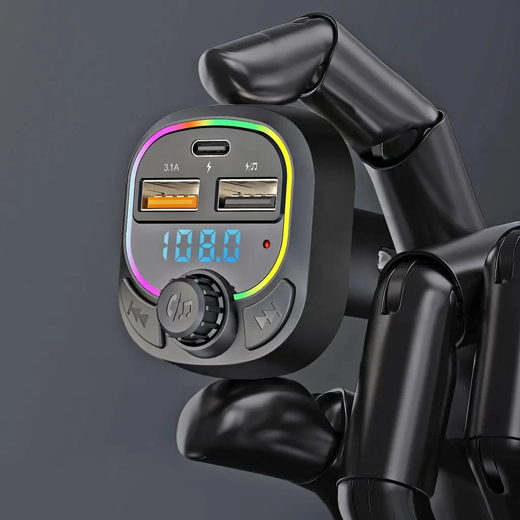 Relee New Arrivals Car charger Quick Adapter dual USB Port Type C PD Car Fast Charging Mobile Colorful Light Inverter Car DC 12V