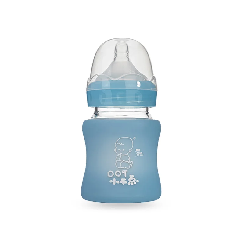 
New product borosilicate glass babies feeding bottles with baby silicone nipple manufactures 