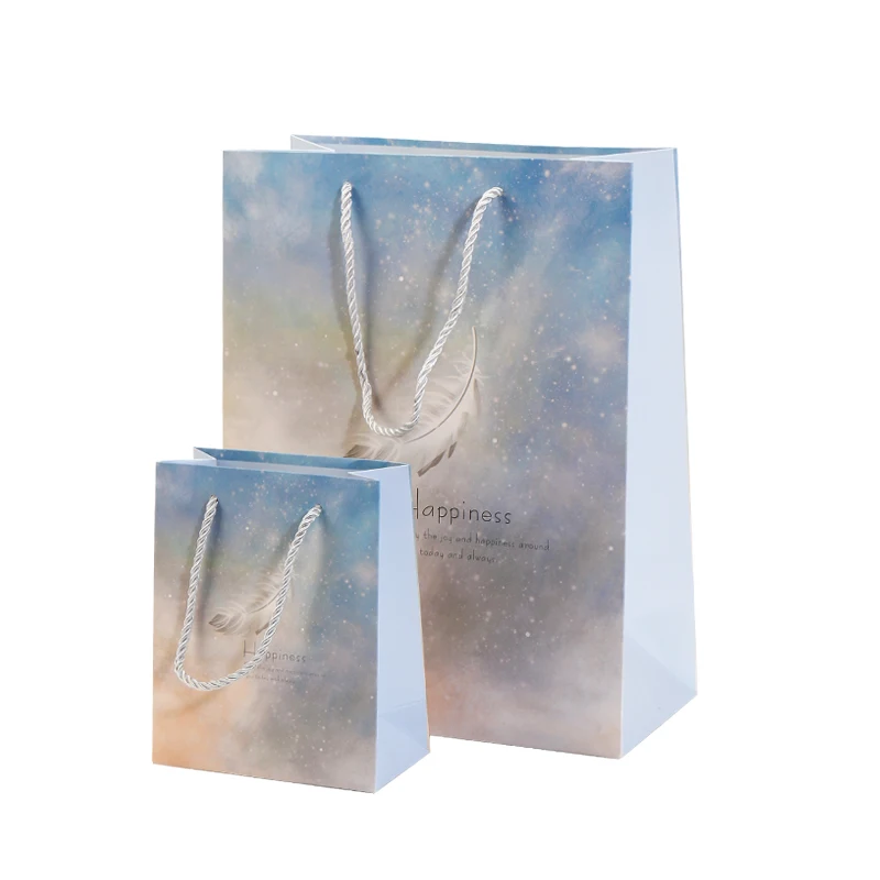 Custom logo private label mini luxury boutique retail thank you gift paperbag with handle personalized white paper shopping bags