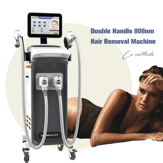 Newest NUBWAY 2 Handle 808Nm Ice titanium Laser Hair Removal Diode Laser Hair Removal Machine  for Clinic Salon
