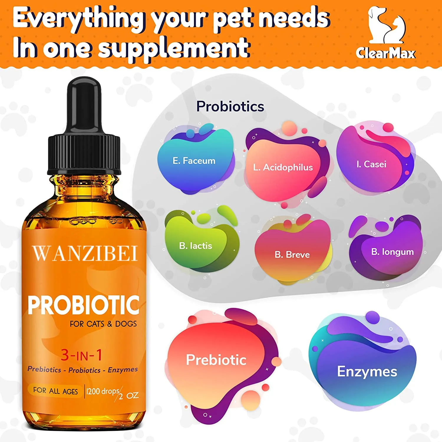 Probiotics for pet - Prebiotics + Digestive Enzyme pro - Diarrhea & Upset Stomach Relief + Gas, Constipation, and Allergy Relief