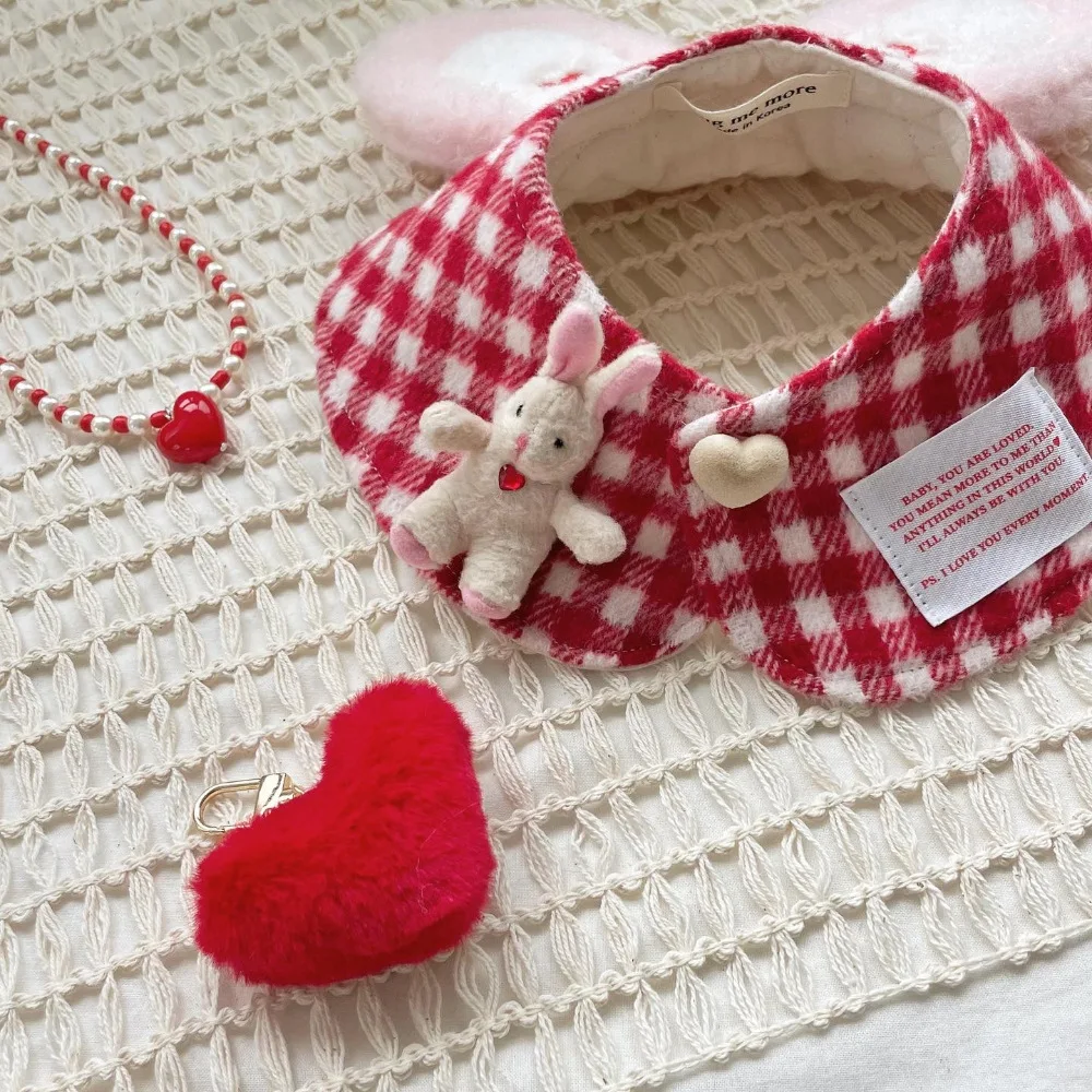 Wholesale Korean INS pet decoration cute plaid rabbit pet cape cet scarf plush dog cloak