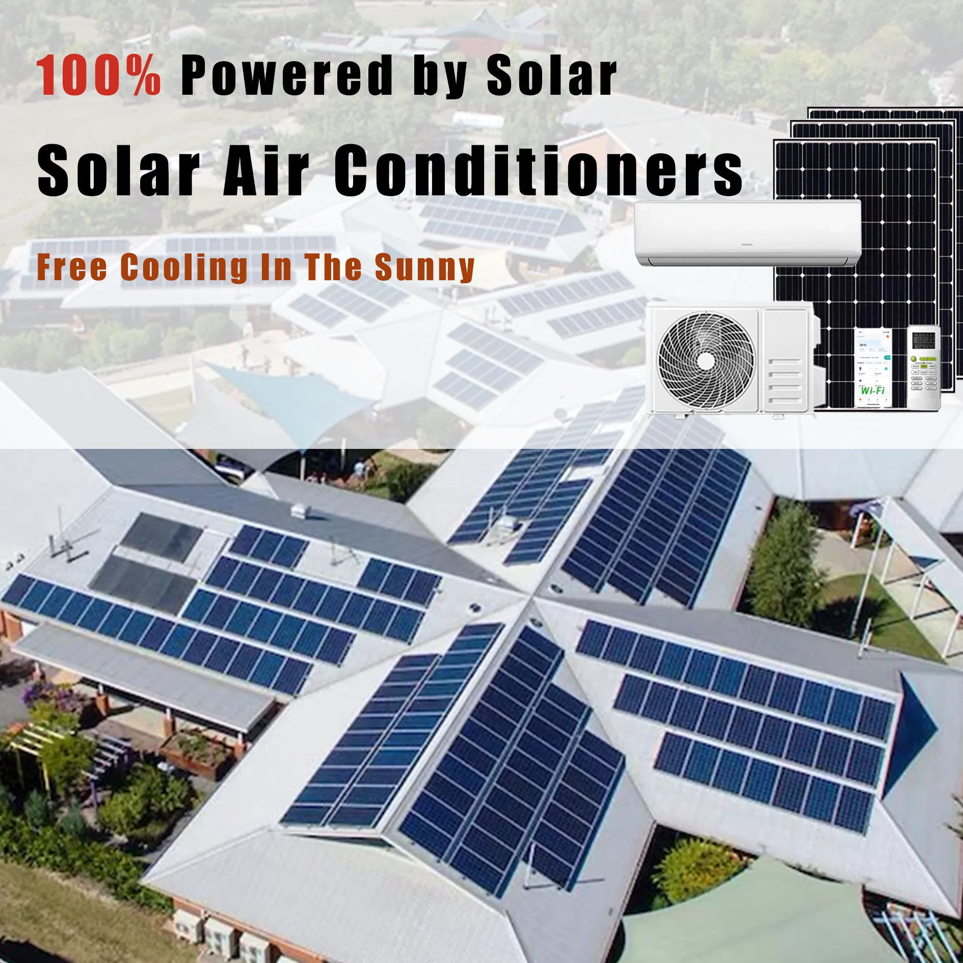 Solar Airconditioner Wall Split Air Conditioner Solar AcDc Hybrid Air Conditioner Solar Powered Air Conditioner 12000BTU18000BTU
